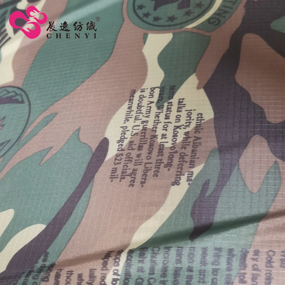 polyester ripstop taffeta camouflage print tent fabric 190T 210T