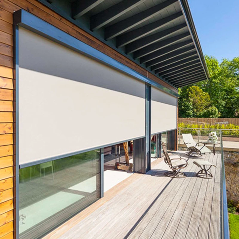 Modern horizontal windproof outdoor window roller blinds zip track blinds waterproof retractable patio screen outdoor blinds