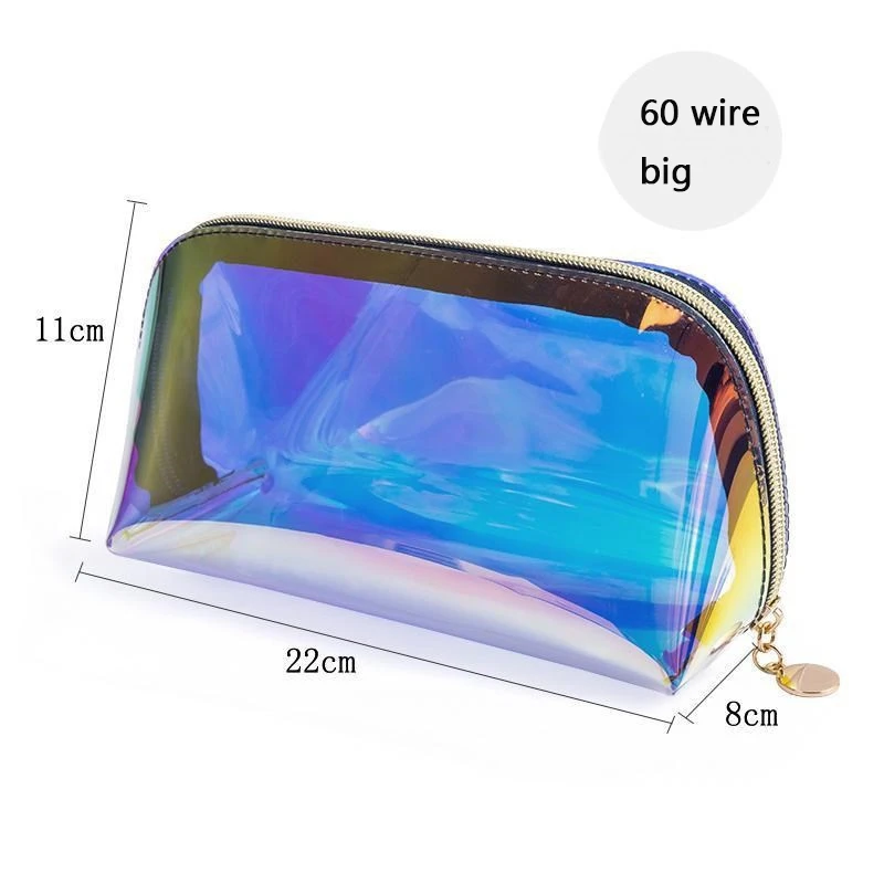 Thickened Semicircle Laser PVC Cosmetic Bag Transparent Waterproof Colorful Shell Wash Storage Cosmetic Pouch Bag