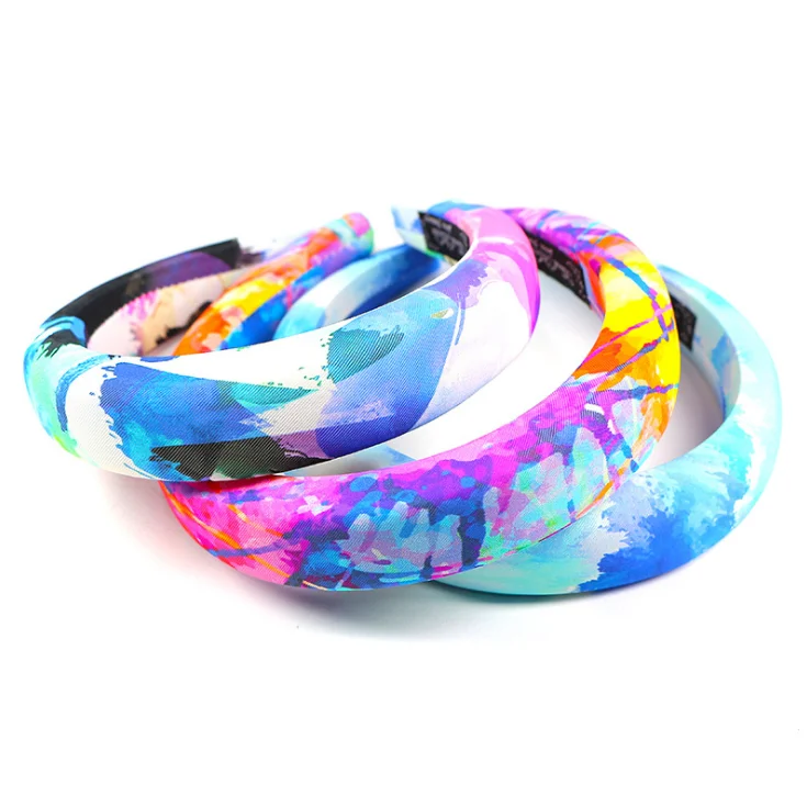 wholesale 2020 newest wide Tie dye velvet headbands fashion winter padded sponge headband for women hair accessories