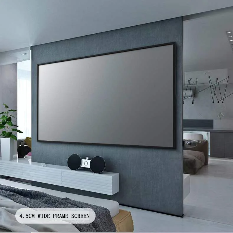 High Quality 100 Inch 16:9 Wide frame 4.5cm Wall Fixed frame Gray  UST and Long throw ALR metal Projector Projection Screen