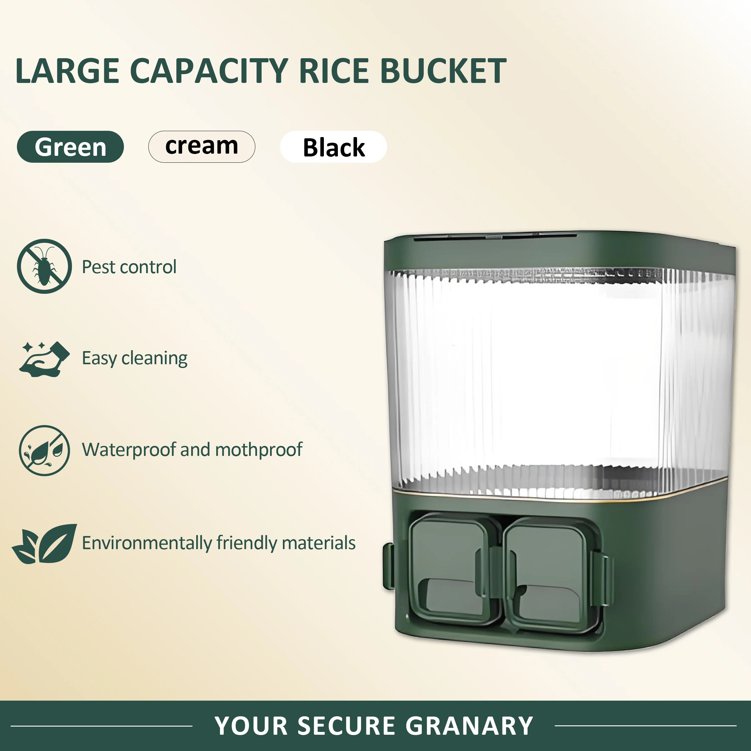 Big Capacity Moisture-Proof Insect-Proof Plastic Storage Jar Sealed Metered Grain Dispenser Kitchen Food Container PET Material