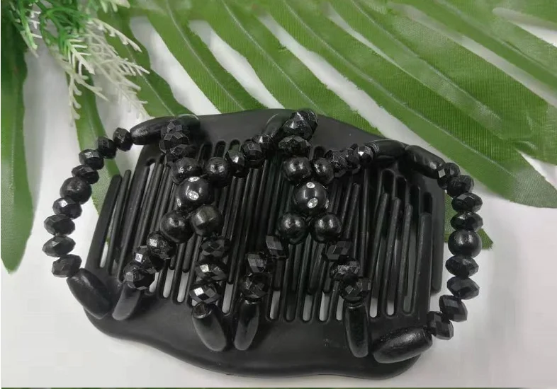 Double Row Insertion  Stretching Magic  Versatile Hair Clip Wooden Bead Hair Comb