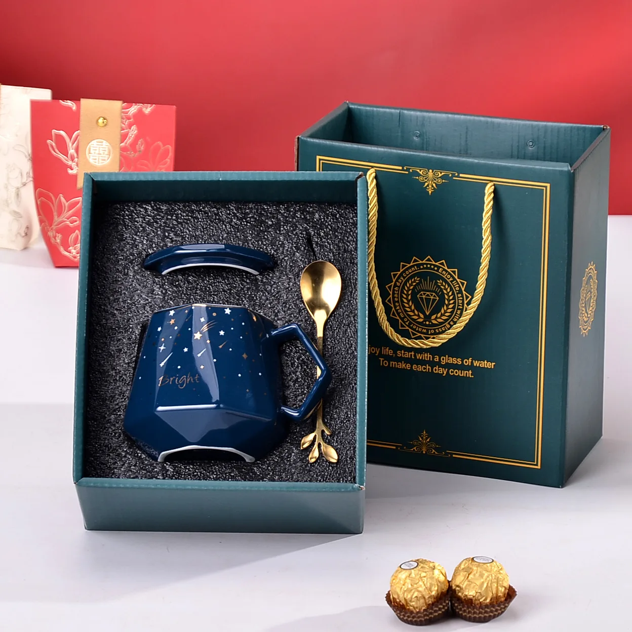 Template Simple European Fashion Color Glaze Diamond Starry Mug