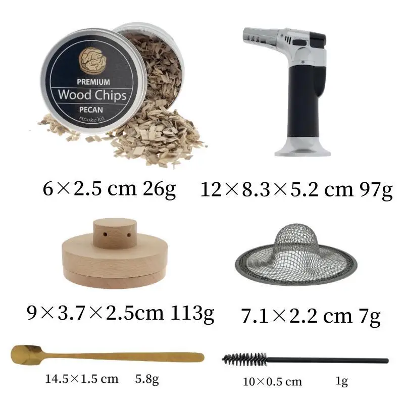 Customized Cocktail Whiskey Smoker Kit With 4 Kinds Wood Chips and Cocktail smoker Torch in Color Box For Whiskey Bourbon