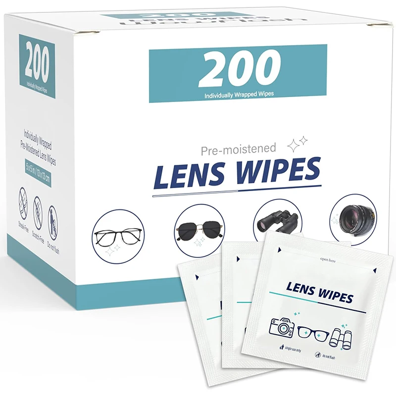 Custom Logo Pre Moistened Optical Eyeglasses Wipes Lens Cleaner For Glasses Camera