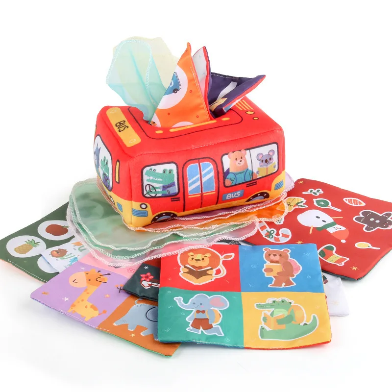 Magic Tissue Box Toy For Baby Soft Activity Toy Baby Sensory Educational Toy
