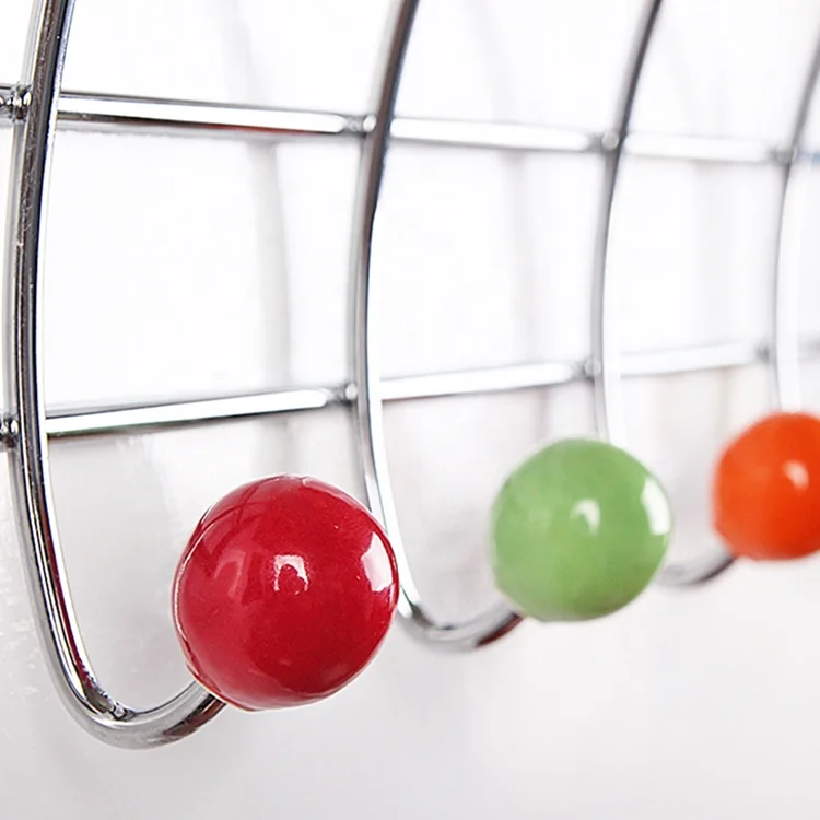 Door Hanger Coat Clothes Hat Over Door Hook Rack Metal Colorful Beads Door Hook Hanger