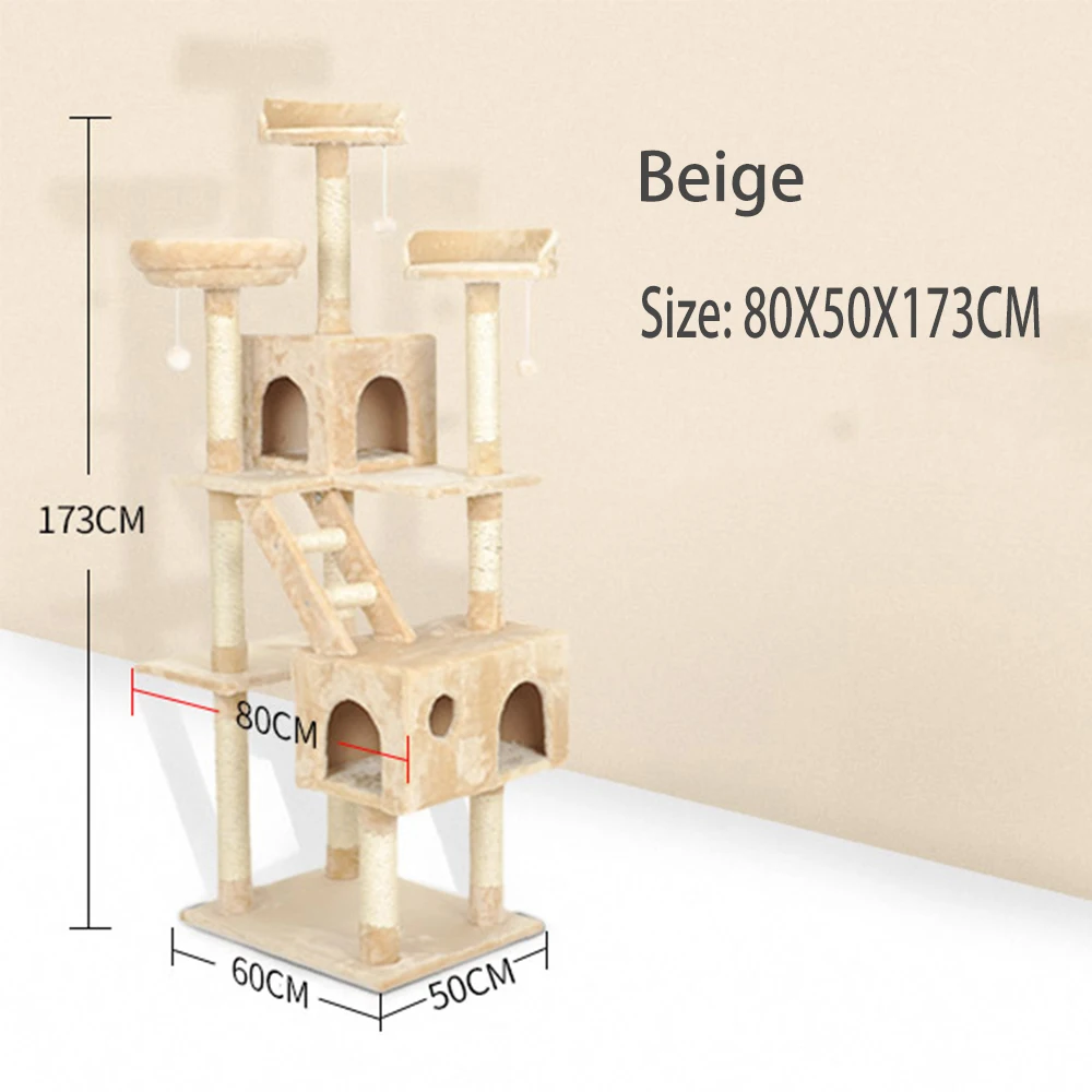 Customized Majestic 3 Layers Pet Products Large Cat Scratch Post Tree Tower Furniture