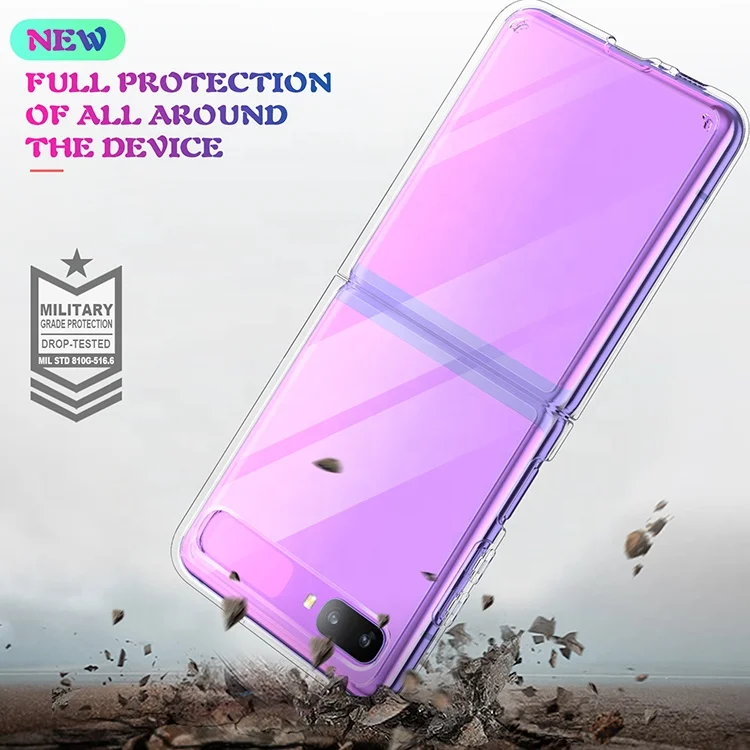 New Design Clear Acrylic 2 in 1 Detachable Flexible TPU Back Cover for Samsung Galaxy Z Flip Transparent Case