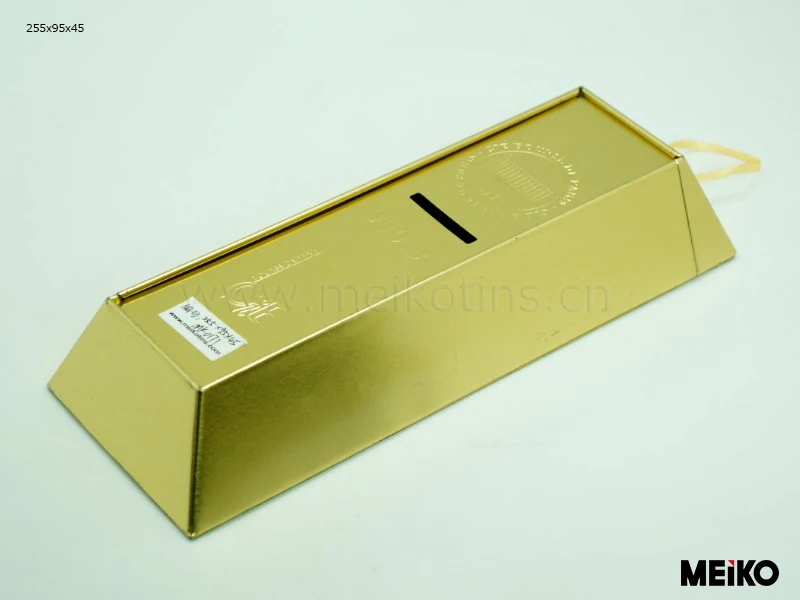 Gold brick gift tin can for biscuit and chocolates