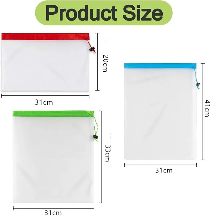 Mesh Small Toy Bags for Storage, 3 Sizes Reusable Mesh Drawstring Produce Bags Puzzle Bag for Kids Storage Playroom Organization