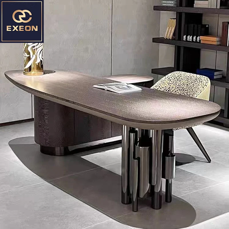 Modern Luxury Solid Wood Desk Hign End Home Office Furniture Table Design Metal Presidential Custom Desk