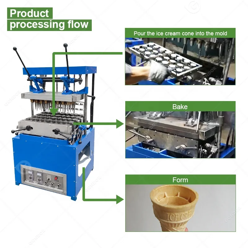 Automatic Big Pizza Biscuit Roll Maker Sugar Small Icecream Ice Cream Cone Bake Machine India for Make