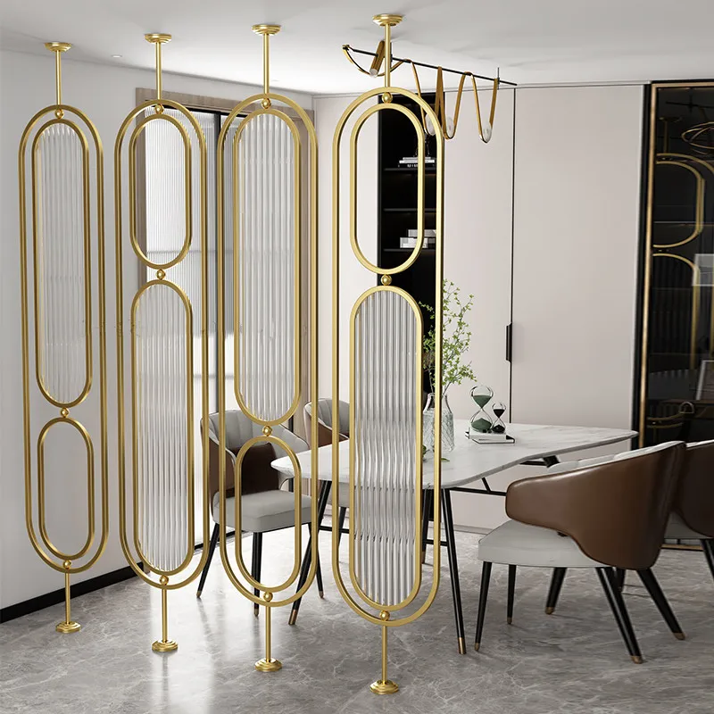 Customized Metal Pillar Luxury Living Room Partition Shiny Gold Modern Interior Decorative Room Divider