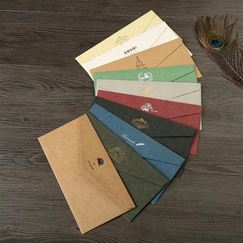 Recycled Kraft Multi Color Paper Mini Gift Card Packaging Envelope With Heart Button Closure