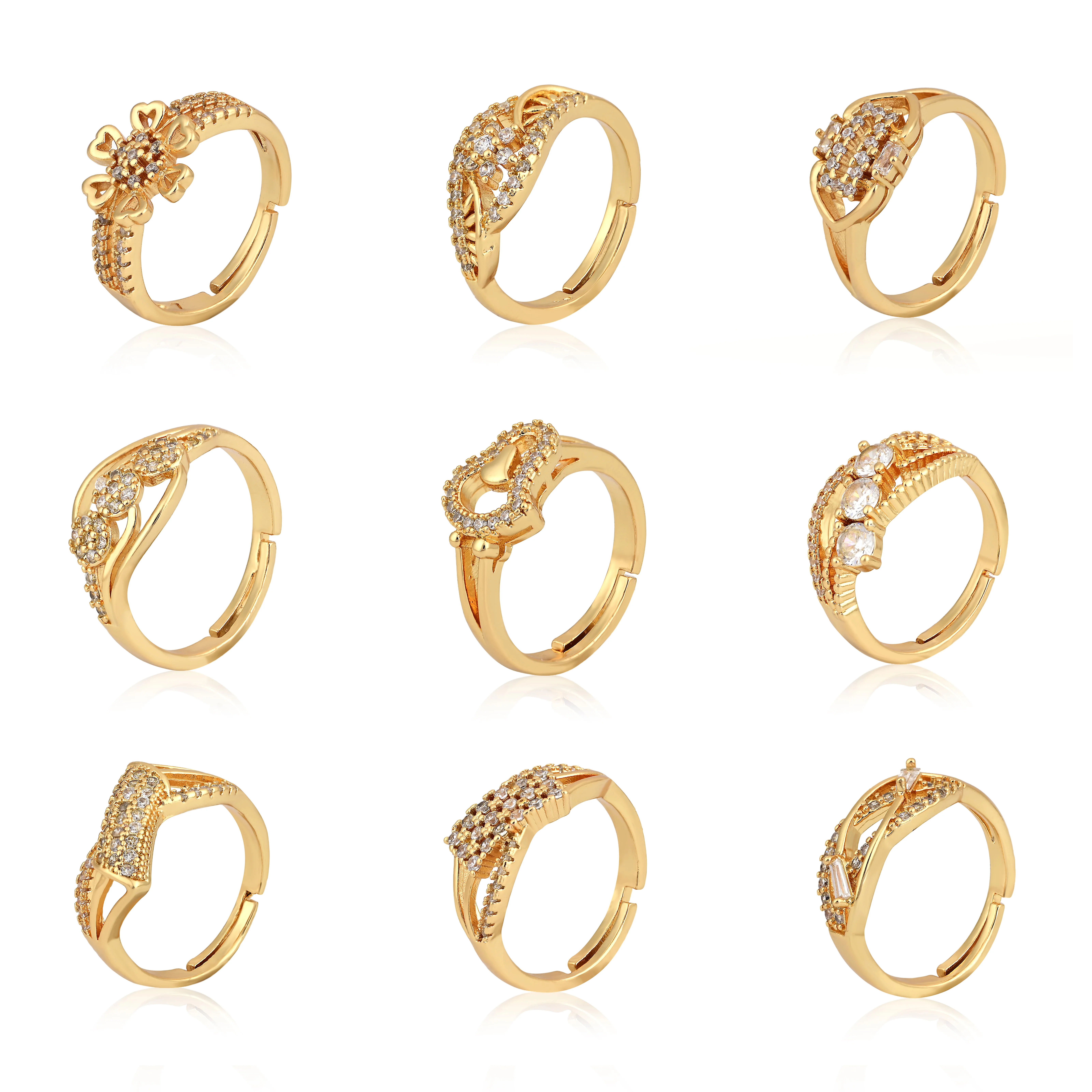Винтажное циркониевое кольцо jewelri латунные позолоченные кольца медные открытые ювелирные изделия для женщин