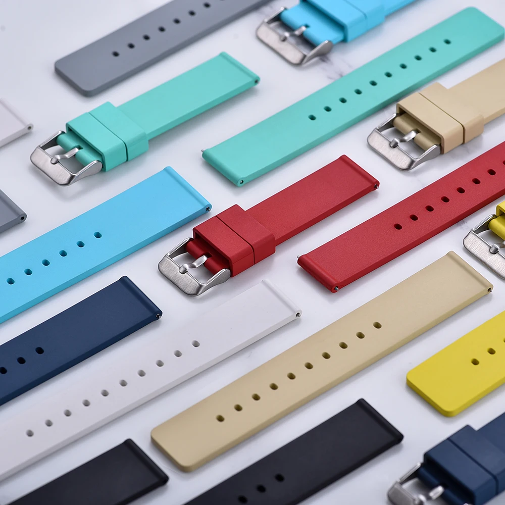 JUELONG несколько цветов гладкая плоская резинка для часов FKM с быстроразъемными браслетами для наручных часов 14/16/18/20/22/24 мм