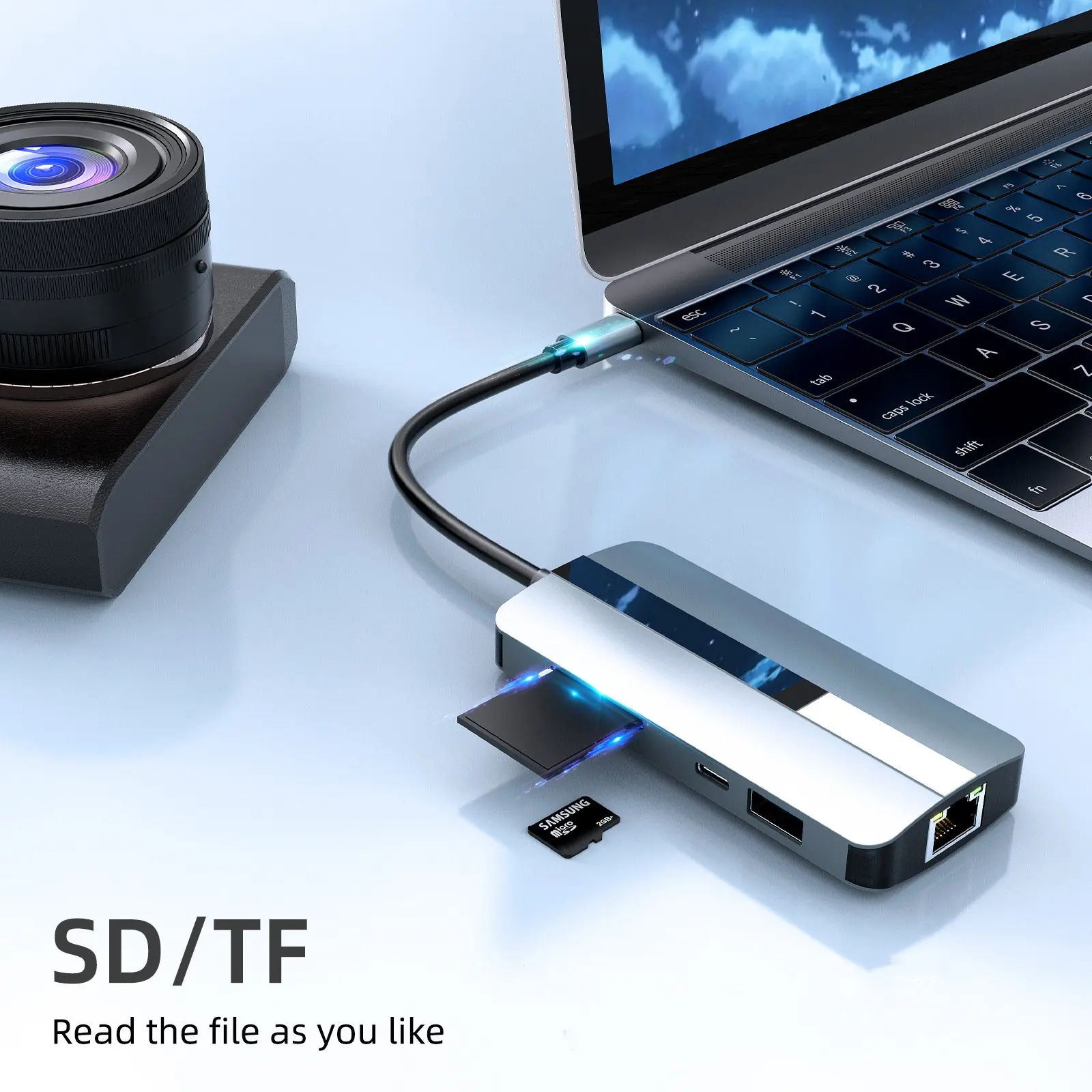 9-in-1 USB-C Docking Station USB Hub HDMI RJ45 100M VGA Pd Fast Charge 3.0 Supports Reception