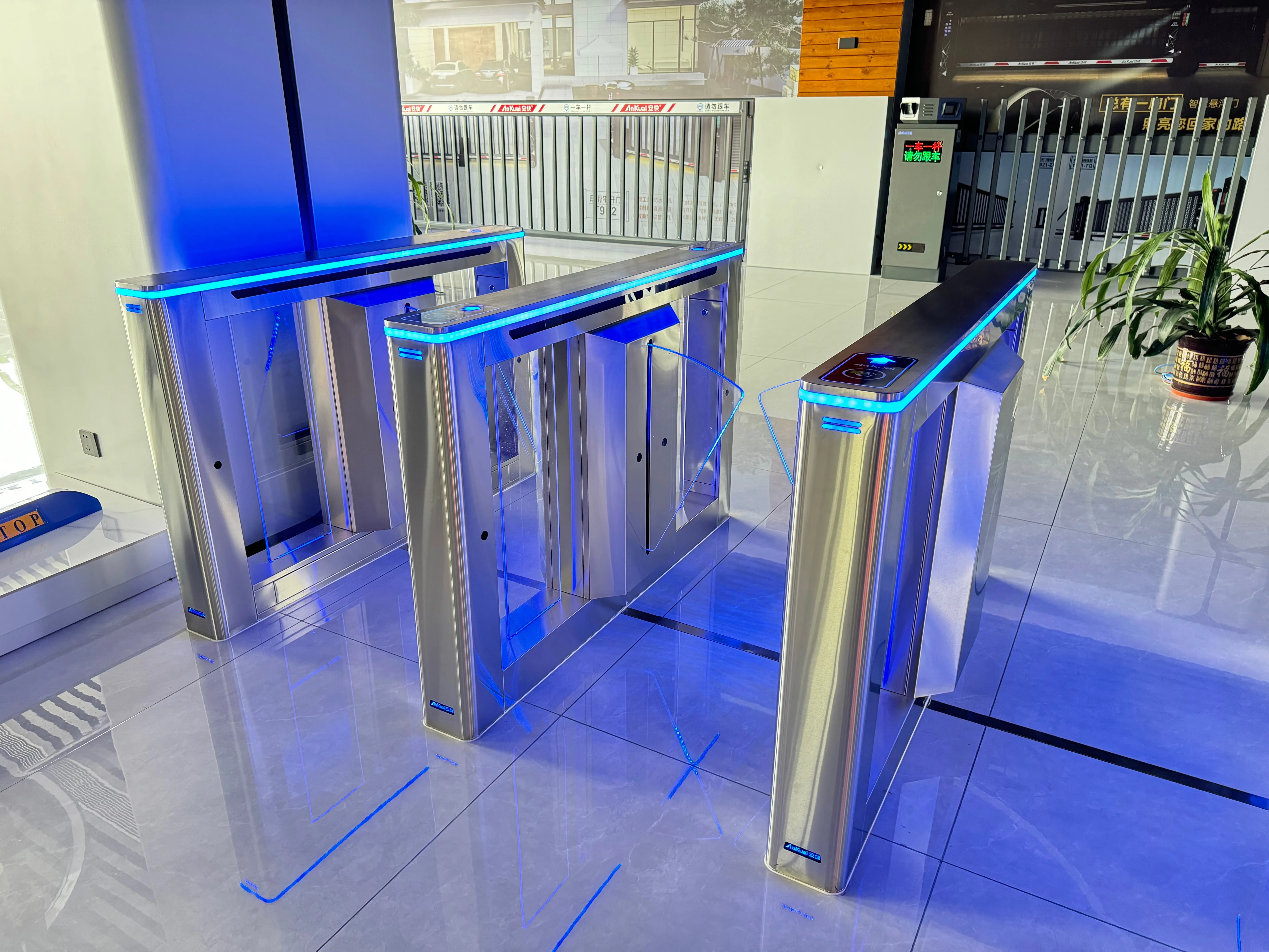 Wholesales price AKT317 Speed Gate Access Control Swipe Card Inner Passage Flap Turnstile For Public Facility Building Office