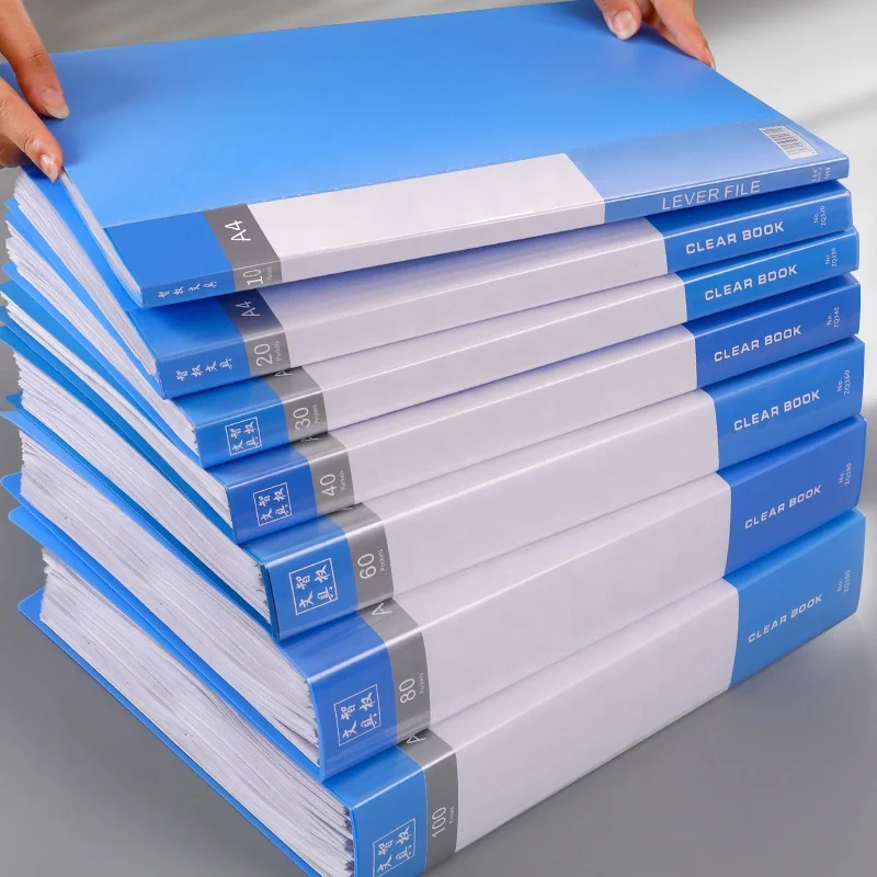 Wholesale  A4 insert folder Office file book Plastic Clear Pockets Display Book Data File  Pockets Document  Folder