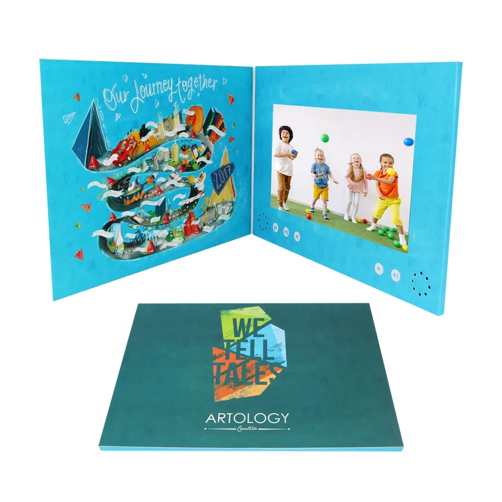 Promotion A4 A5 A6 Chinese homemade lcd screen 5 inch greeting invitation player book video mailer card brochure for advertising