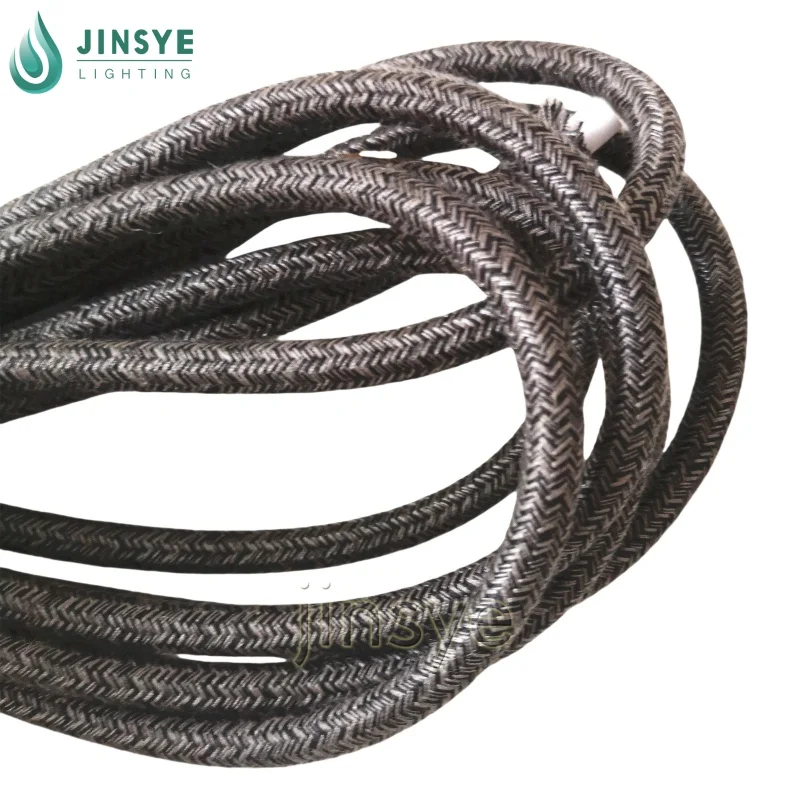 CE/VDE 2 Core 0.75mm Pattern GRAY Electrical Cloth Wrap Cotton Braid Fabric Electric Wire