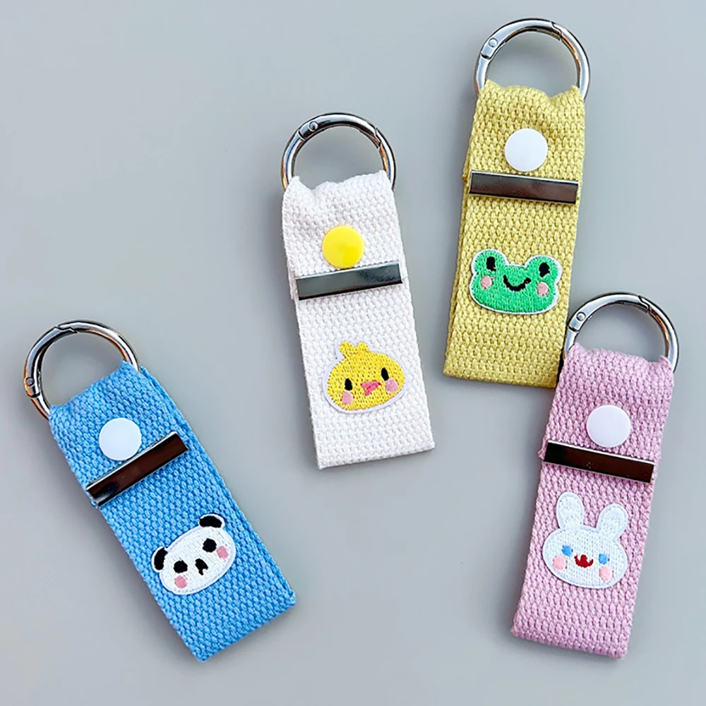 Custom Personalized Embroidered Initial Tag Kids Name Tag Birthday Gift Luggage Tag Keyring Short Canvas Webbing Strap Keychain