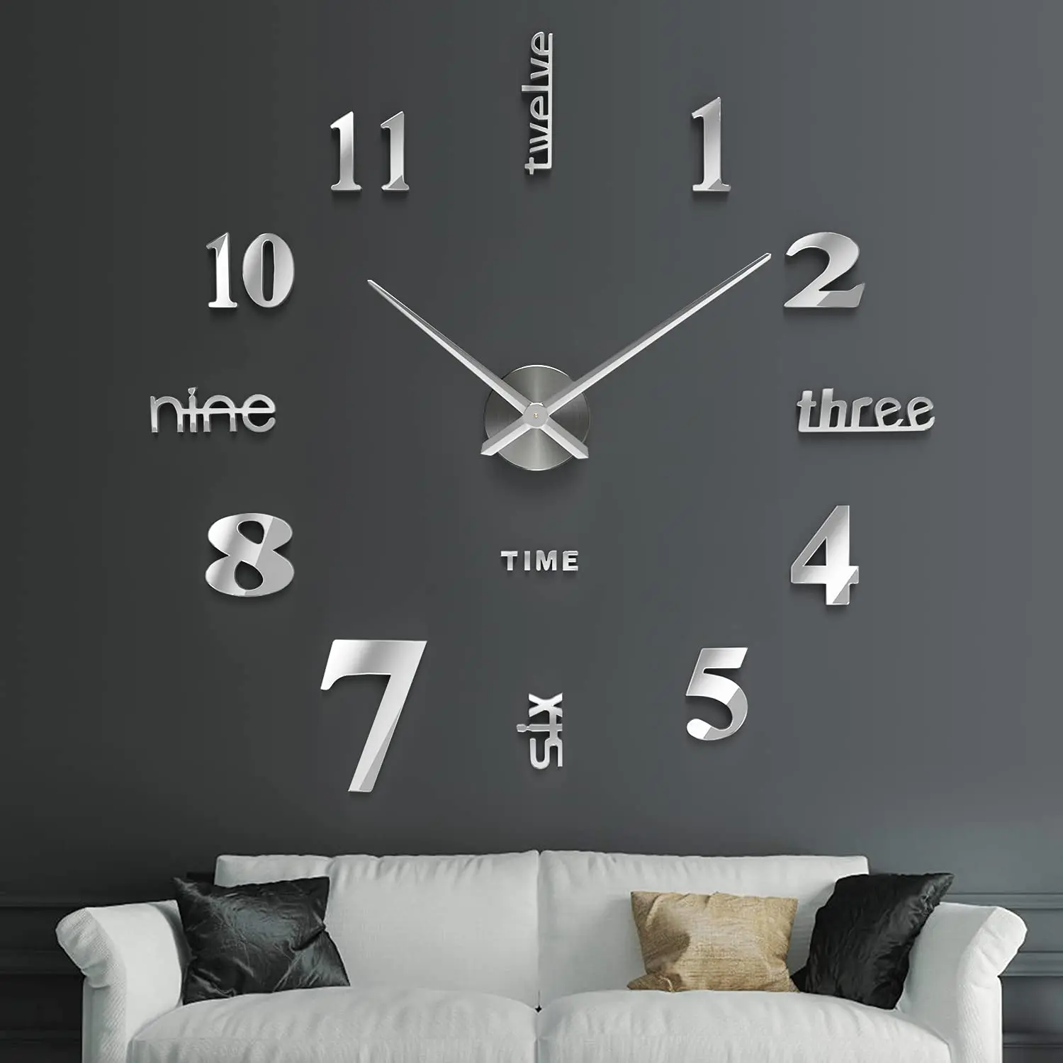 Living Room Decoration Wall Clock Modern Blank Wall Easy To Assemble Frameless DIY 3D Mirror Wall Clock Sticker