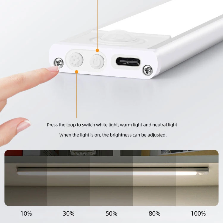 LED Cabinet Hinge Light CE FCC Rohs Wireless Usb Rechargeable 3-CCT Bedroom Indoor Cabinet Led Sensor Light Cabinet Lights