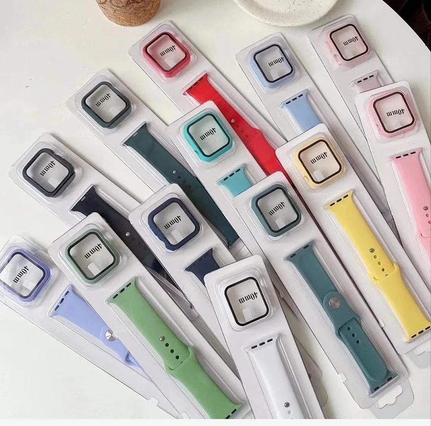 2 in 1 watch band set for apple watch 1/3/4/5/6/7/SE 38/40mm 42/44mm watch band and case silicone