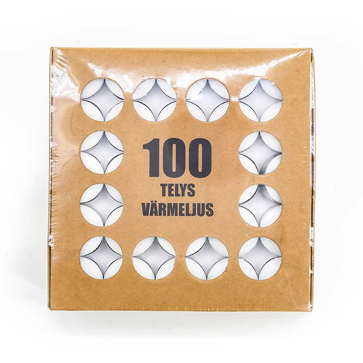 100 pack  tea lights 8 hours pressed tea light wax candles unscented white tea light candle for sale