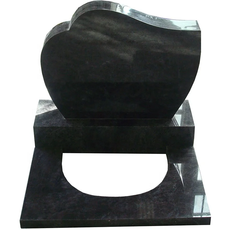 Polished grave design flat monuments funeral black granite tombstones