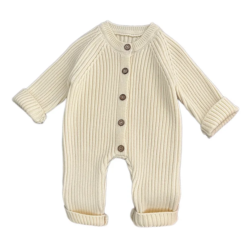 Baby clothes autumn and winter baby knitted thick crawling clothes newborn winter sweater jumpsuit