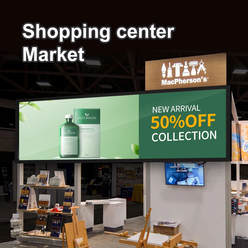 35 Inch lcd Display indoor Stretched Bar screen Retail Digital Advertising Video Player for Store Shelves