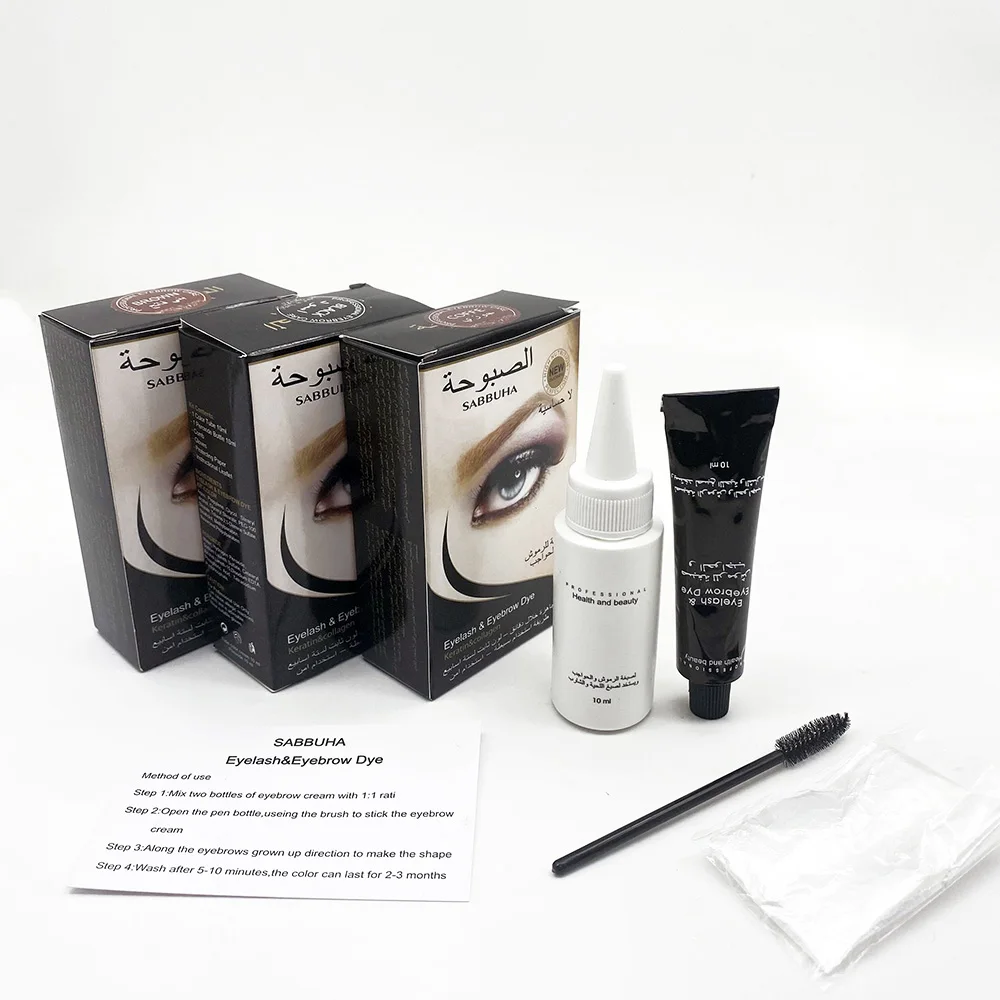 Long lasting 4-6 weeks lash tint private label eyebrow henna 3 colors brow tint dye kit