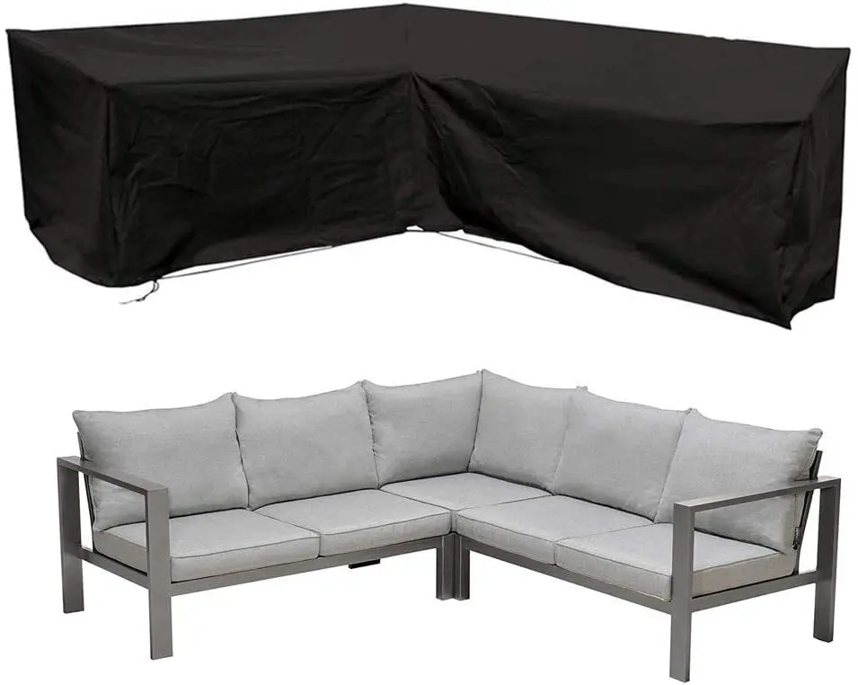 Patio Garden Furniture Set Cover Outdoor Sectional L Shaped Sofa Black Round Spare
