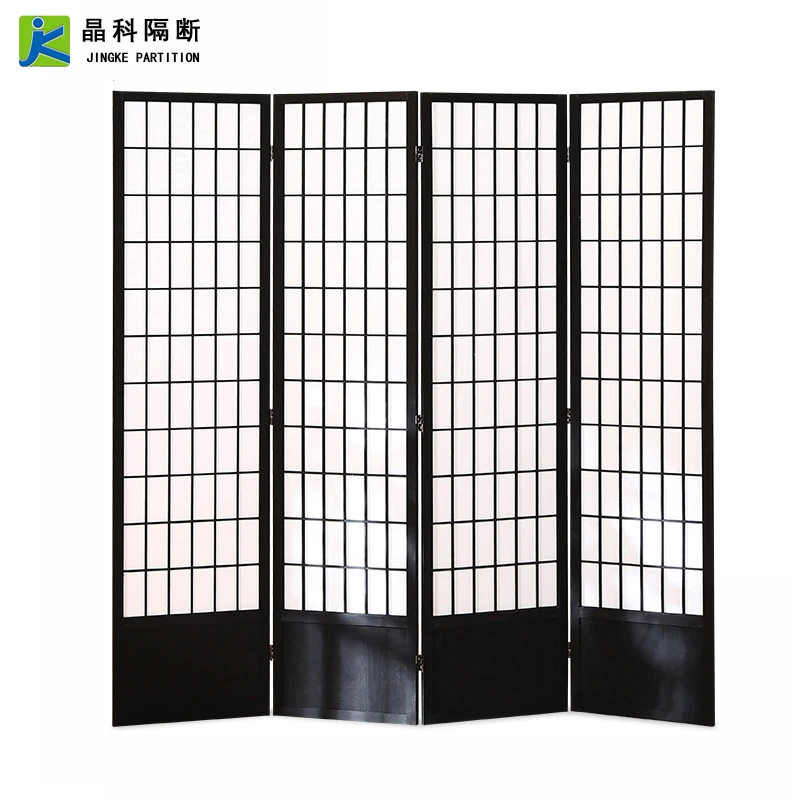 Shoji 4 Panel Screen Room Dividers Partition Japanese Style Black/wooden/brown Indoor Divider Wooden Partitions