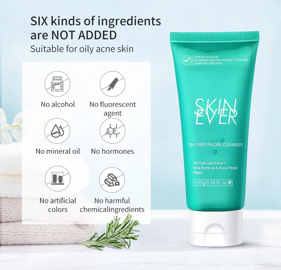 Wholesale Tea Tree Acne Facial Cleanser Deep Cleansing Balancing Water And Oil Whitening Nourishing Acne Cleanser