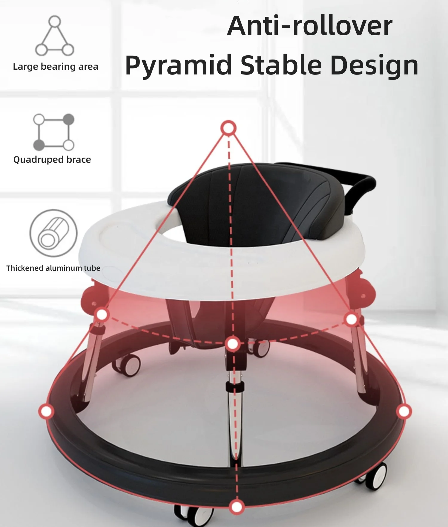 360 Drop-proof Infant Toddler Baby Walker 3 In 1 Multi Function Push Learning Walker Baby Walkers With Wheels And Seat For Baby