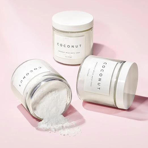 Custom Logo Coconut Plant-Based Vegan Cruelty-Free Body Soak Bubble Bath Salt Bath Hydrating Milk Bath Soak