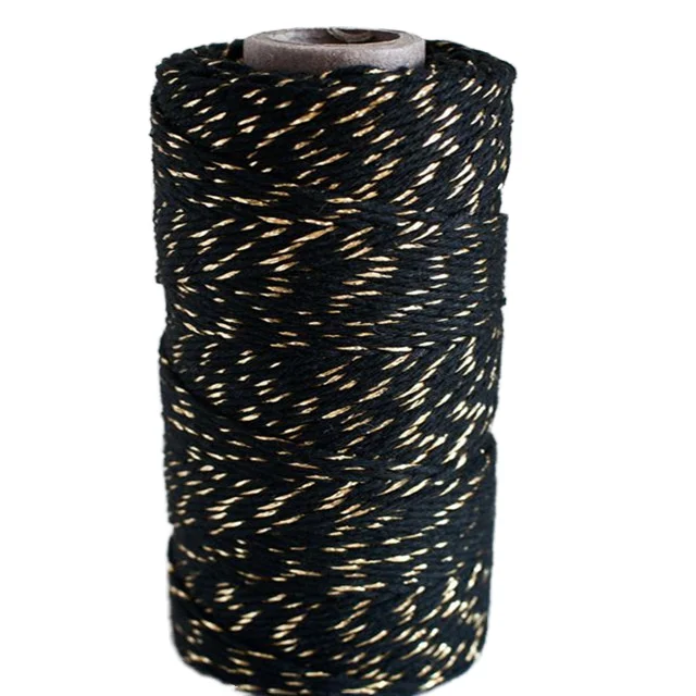 Black and Gold Metallic 12 Ply Cotton Bakers Twine for Gift Packing