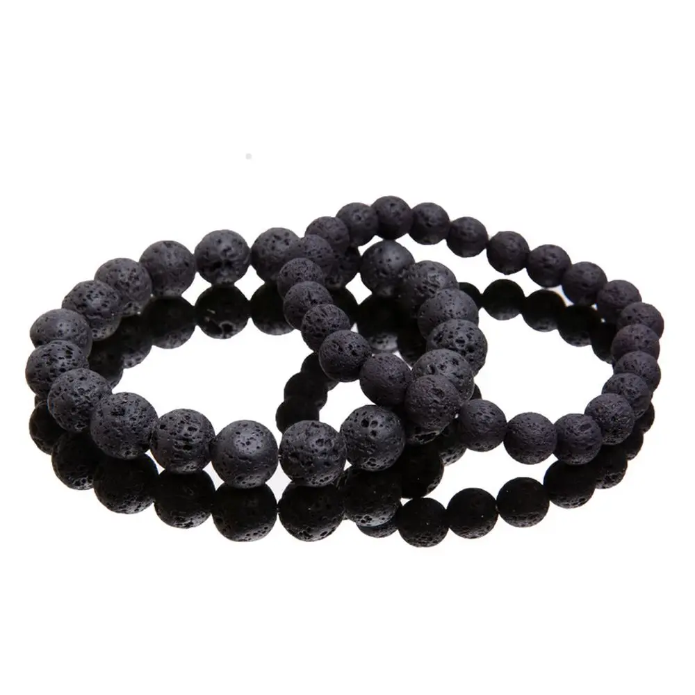 Fashion Unisex Men Women Jewelry Volcanic Diffuser Bracelet Bead Gemstone Stretch Lava Stone Natural Rock 8mm Bracelets, Bangles
