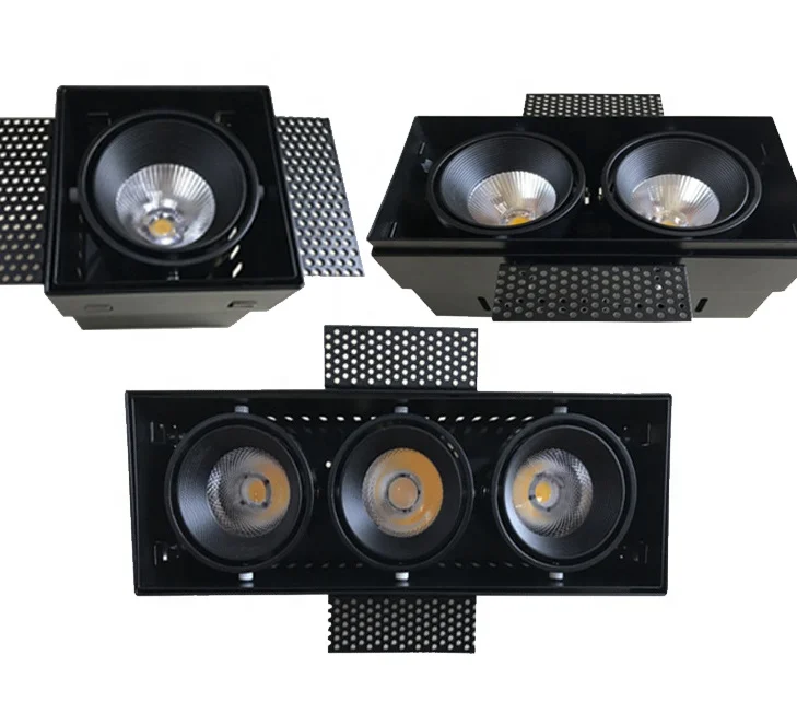 hotel lighting adjustable angle grille 2 HEADS 30w 	 trimless recessed down light for hotel downlights