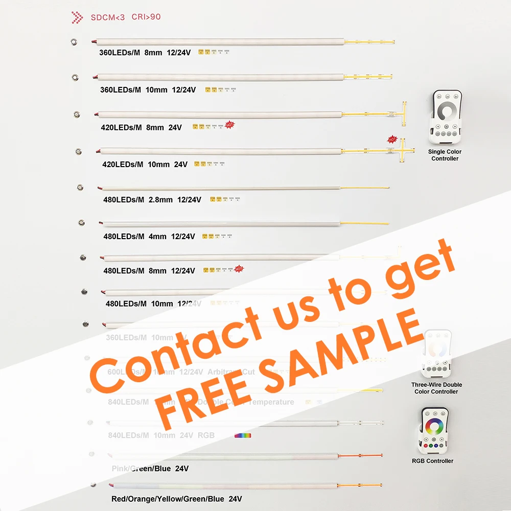 12 В 24 Светодиодная лента 2 8 мм-10 мм IP68 IP20 IP67 IP65 MOQ 5 м