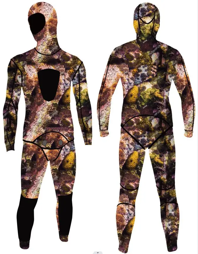 Two Piece Set 5mm Wetsuit Scuba Diving Suit Men Neoprene Underwater hunting Surfing Front Zipper Spearfishing Suit