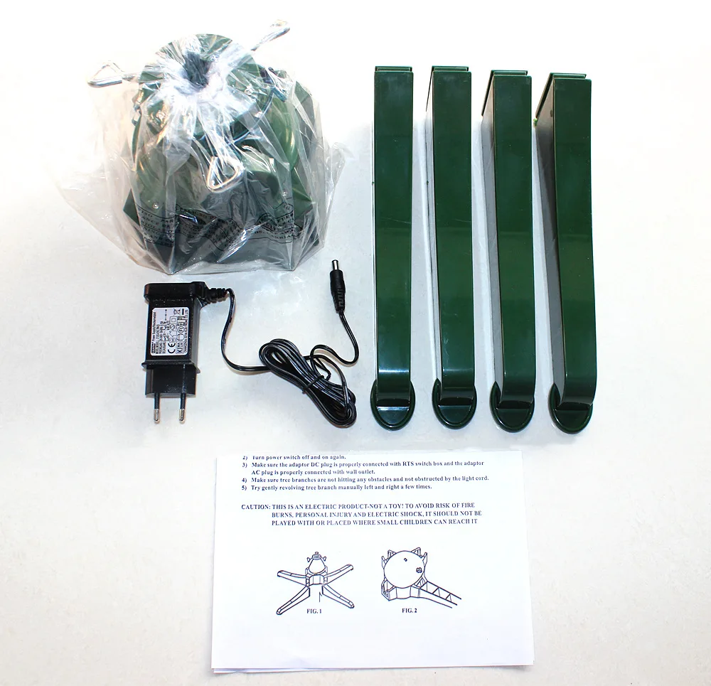 Rotating Christmas Tree Stand Full Plastic Dark Green Color Light Chain Connecting Available UL GS SAA BS Qualified