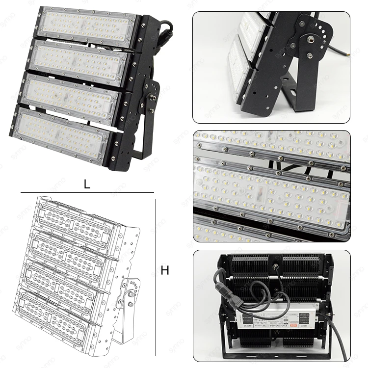Floodlight 100w 200W 300W 400W 500W 600W Modular LED Flood Lights Spotlight Lamp IP66 Outdoor Football Tunnel Stadium Light