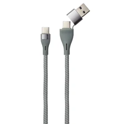 Wholesale SA80-2-c grey color 3A 1m  PD quick charger 2in1type c cable  USB charging cable portable  date cable