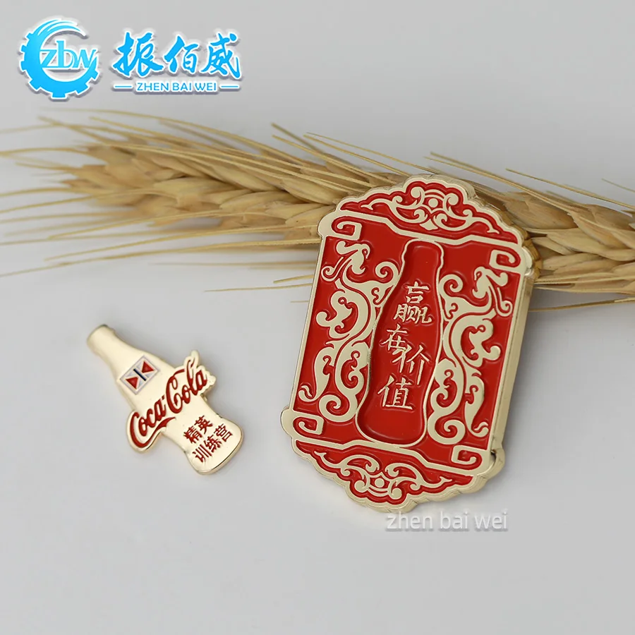 Factory custom plated rose gold two-in-one magnet badge custom metal soft enamel strong magnetic suction refrigerator magnet